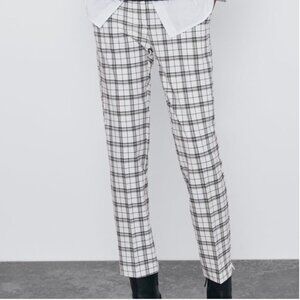 Zara Black and White Plaid Cropped Pants